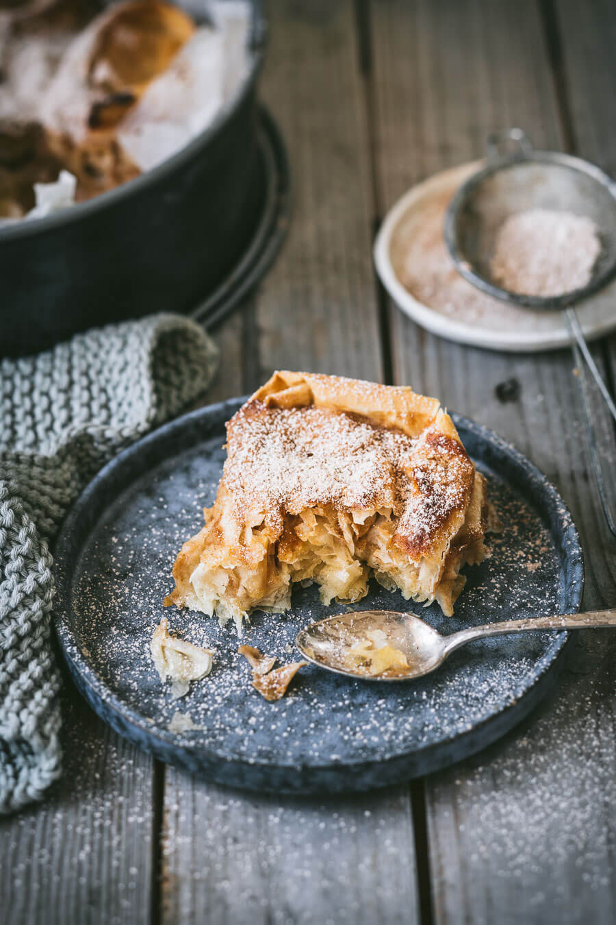Tina Engel Food Photographer, Ruffled Milk Pie with Applesauce